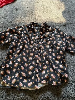 Madewell Black Floral Button-Down Shirt